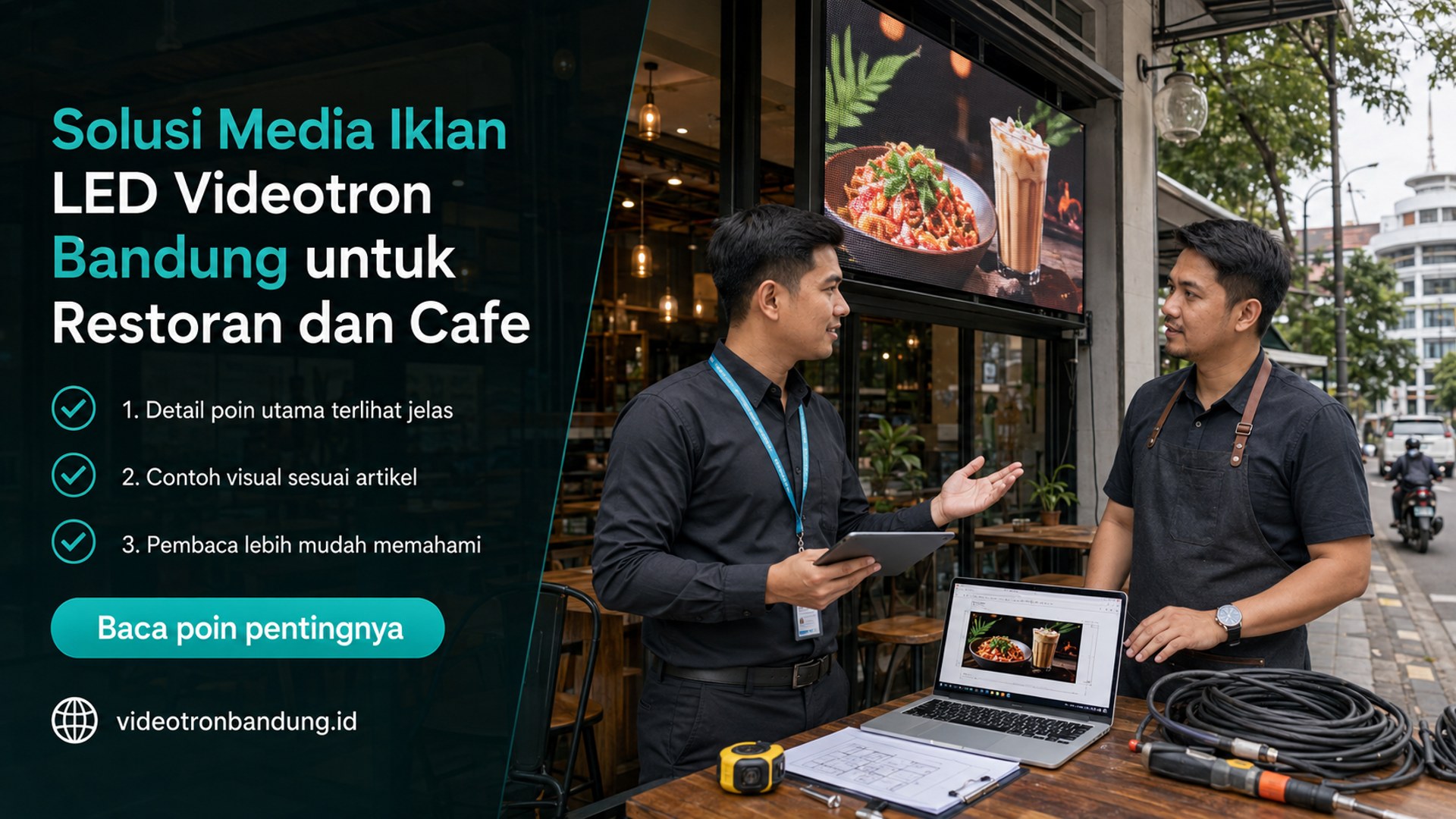 Ilustrasi sewa videotron bandung - Solusi Media Iklan LED Videotron Bandung untuk Restoran dan Cafe