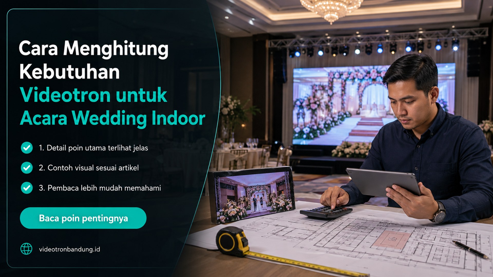 Ilustrasi sewa videotron bandung - Cara Menghitung Kebutuhan Videotron untuk Acara Wedding Indoor