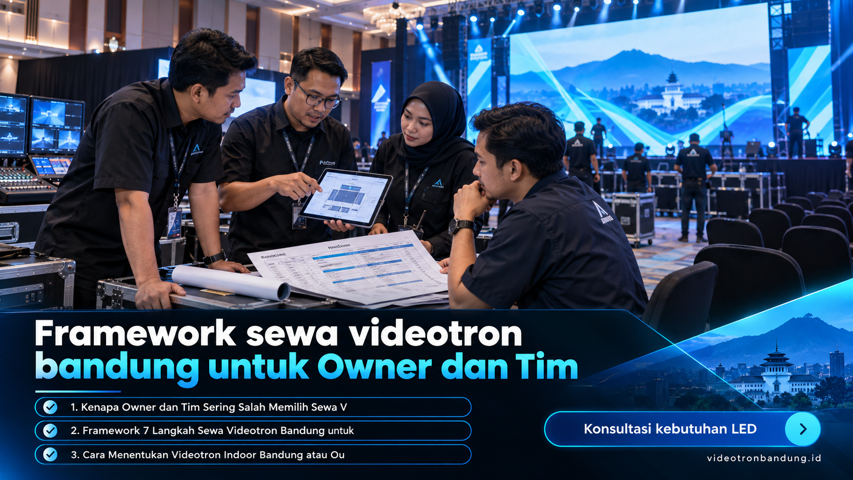 Framework sewa videotron bandung untuk Owner dan Tim