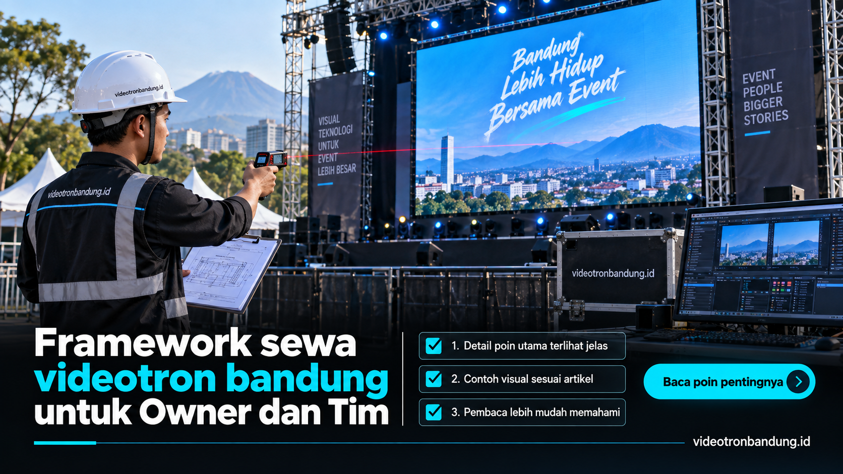 Ilustrasi Framework sewa videotron bandung untuk Owner dan Tim