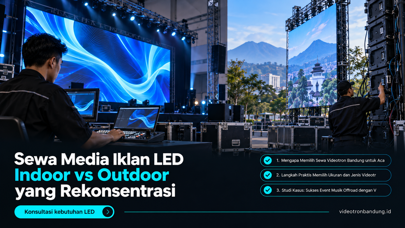 sewa videotron bandung - Sewa Media Iklan LED Indoor vs Outdoor yang Rekonsentrasi