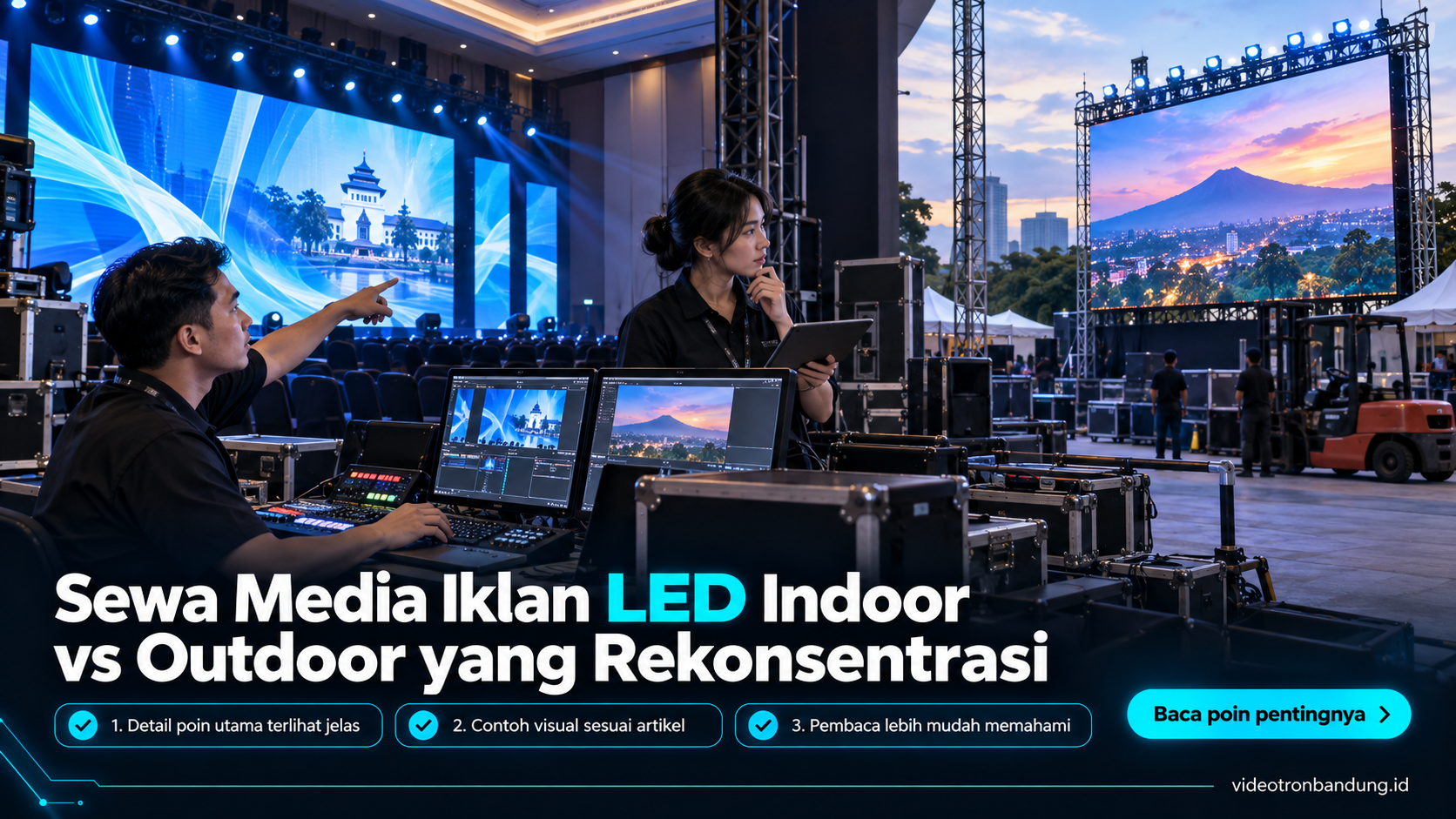Ilustrasi sewa videotron bandung - Sewa Media Iklan LED Indoor vs Outdoor yang Rekonsentrasi