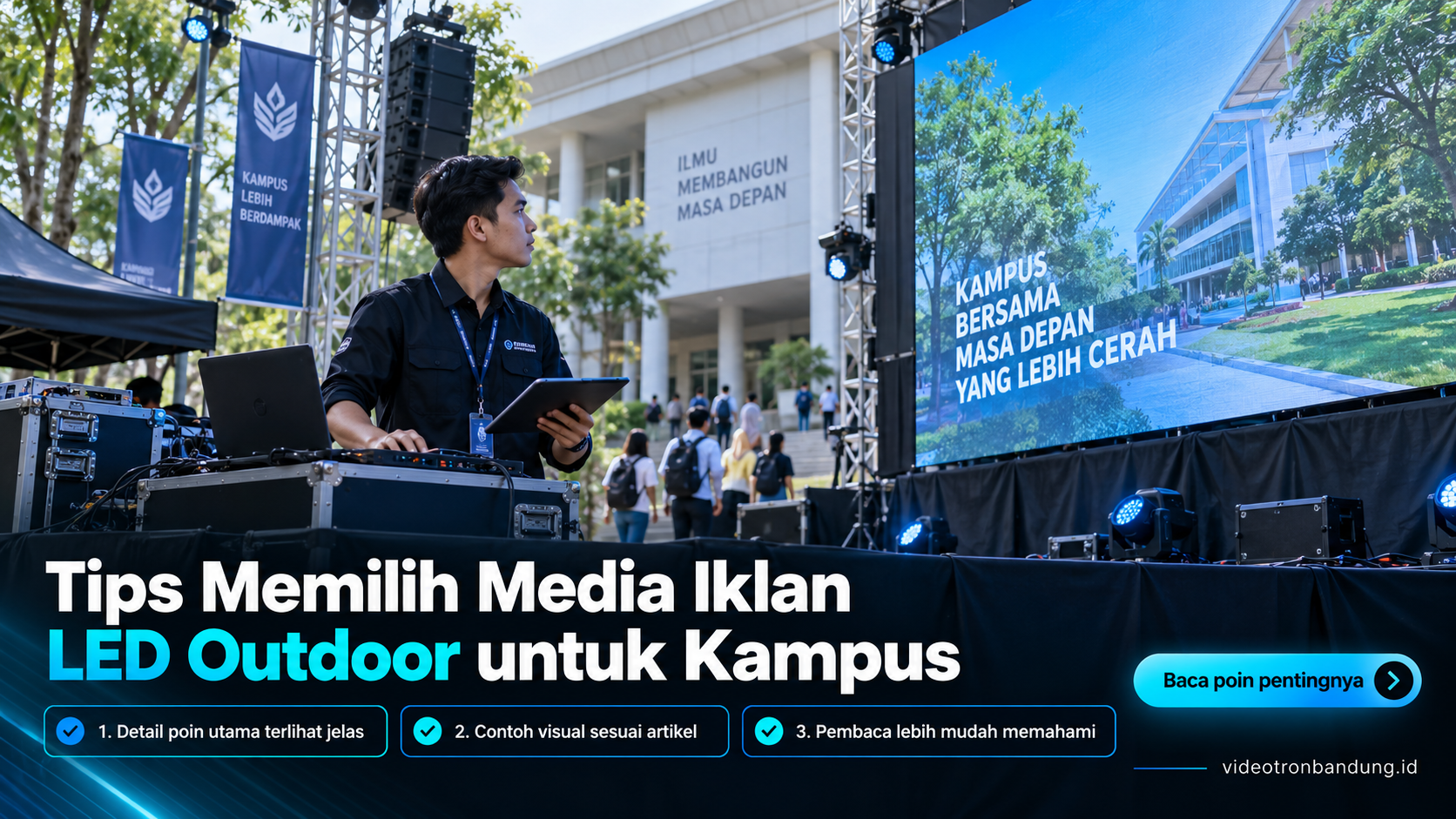 Ilustrasi sewa videotron bandung - Tips Memilih Media Iklan LED Outdoor untuk Kampus